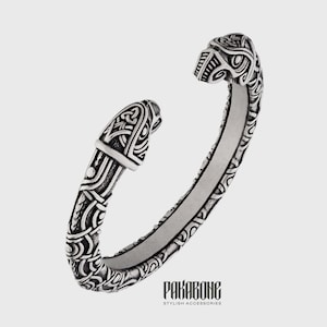 Viking Bracelet With Odin&#39;s Ravens Hugin & Munin - Scandinavian Arm Ring - Viking Jewelry for Men and Women art. 001-704