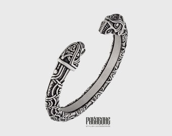 Viking Bracelet With Odin's Ravens Hugin & Munin Scandinavian Arm Ring Viking Jewelry Pewter art. 001-091