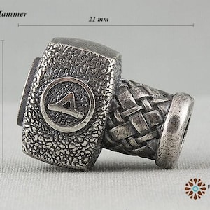 Perlina con martello di Thor per bracciale o ciondolo vichingo - Crea un braccialetto o una collana vichinga unici - Gioielli vichinghi norreni art 000-964