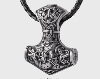 Thor's Hammer Necklace Size Extra Large - Huge Mjolnir for Men - Viking Norse Pagan Nordic Jewelry gift for Men - Viking Necklace - 001-713
