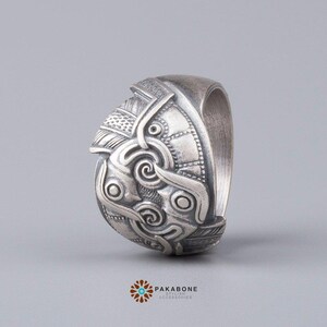Viking Ring with Odin's Ravens Hugin and Munin Norse Mythology Viking Jewelry for Men and Women art. 001-354 image 5