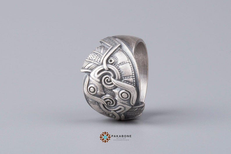 Viking Ring with Odin's Ravens Hugin and Munin Norse Mythology Viking Jewelry for Men and Women art. 001-354 image 5
