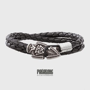 Viking Bracelet with Odin's Spear Gungnir Gift for Men and Women Norse LeatherWristband for Him and Her Viking Pagan Jewelry 001-628