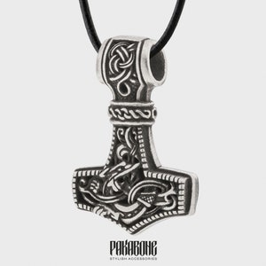 Bronze Viking Necklace Mjolnir Mammen Style - Thor&#39;s Hammer Pendant for Men Women - Norse Viking Nordic Jewelry Gift for Him and Her 001-879