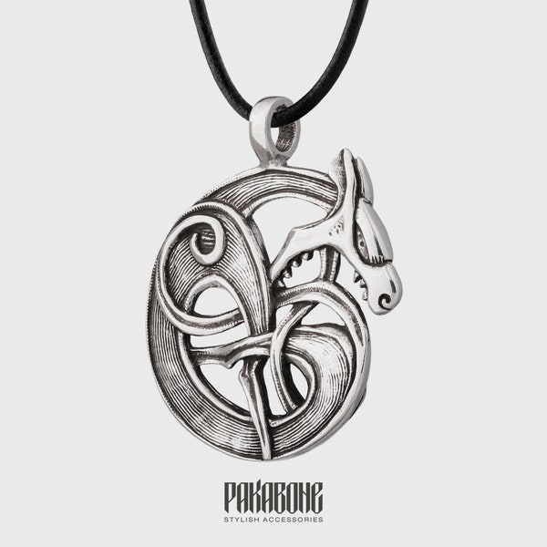 925 Silber Wikinger Halskette Fenrir Nordischen Anhänger Wolf Geschenk für Männer und Frauen Nordischen Pagan Amulett für Sie und Ihn Wikinger Schmuck - 000-689