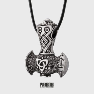 925 Silver Mjolnir Pendant with Triquetra - Viking Jewelry Gift for Men and Women - Thor&#39;s Hammer Necklace - Mjolnir Norse Necklace  001-033