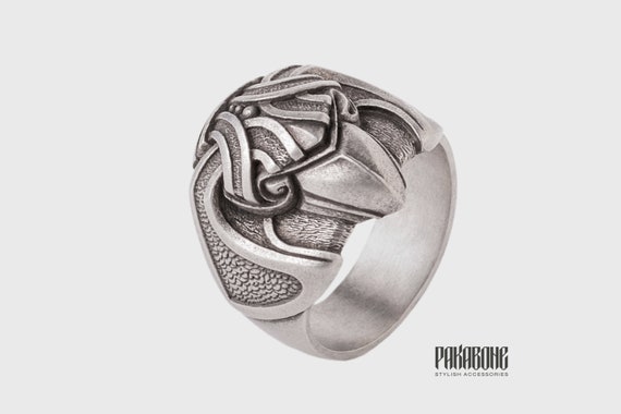 Viking Ring Odin's Raven -  Crow Ring Norse Style - Viking Jewelry for Men Women art 001-221