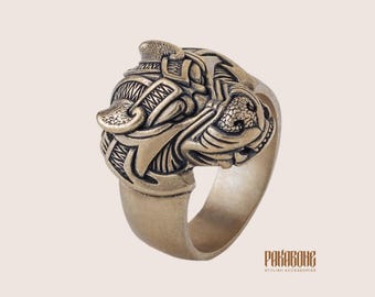 Nordic Wolf Head Ring, Viking Ring with Wolf Fenrir, Asatru Norse Ring for Men and Women, Nordic Symbolic Gift Accessory, Animal Ring