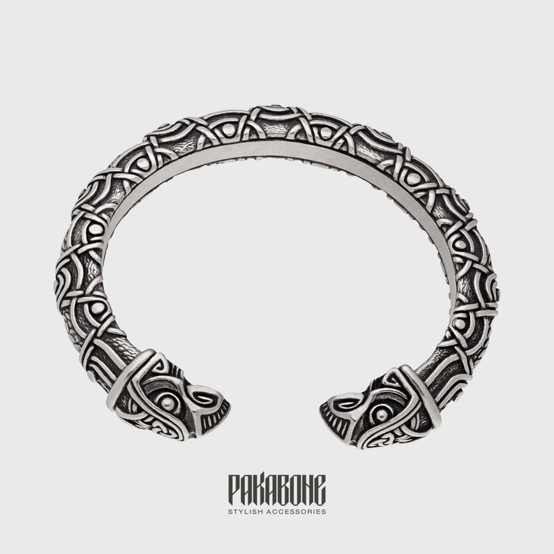 Viking Bracelet With Odin's Ravens Hugin & Munin Scandinavian Arm Ring Viking Jewelry Pewter art. 001-091 image 5