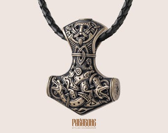 Thor's Hammer Necklace Size Extra Large - Mjolnir Pendant - Viking Jewelry for Men Women - Mjolnir Necklace - Viking Necklace - 001-712