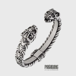 Viking Bracelet With Dragon Heads - Norse Arm Ring - Viking Jewelry for men and Women art. 000-940