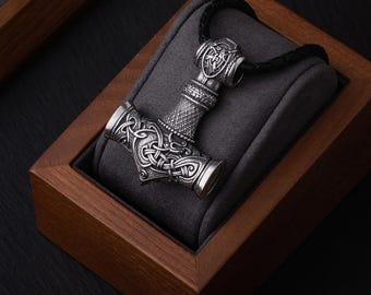 Mjolnir Pendant Size Extra Large - Thor's Hammer Necklace - Viking Jewelry - Mjolnir Necklace for Men Women - Viking Necklace - 001-572