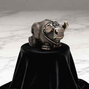 Bronze Bull Figurine, Miniature Buffalo Statue, Collectible Bronze Animal Sculpture, Handmade Wildlife Figurine, Small Netsuke Style Decor
