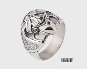 Odin Raven Ring Sterling Silver 925,  Norse Ring Odins Crow, Huginn Muninn Viking Ring Gift, Scandinavian Mythology Jewelry for Men Women