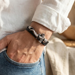 Polynesische Maori-haai armband, armband hamerhaai, oceaan sieraden voor mannen vrouwen, zomer surfer cadeau, nautische leren armband