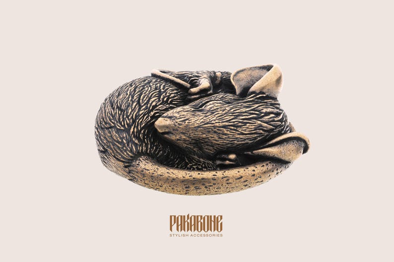 Bronze Miniature Sleeping Mouse Brass Animal Sculpture Mouse Collectible Figurine Netsuke Style Statuette Miniature Pendant Mouse 001-576 image 6