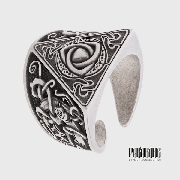 Norse Ring Triquetra - Mammen style Jewelry - Nordic Ring - Pagan Jewelry - Viking Ring for Men Women - art 001-690