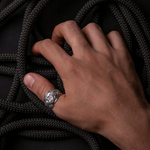 Viking Ring with Odin's Ravens Hugin and Munin Norse Mythology Viking Jewelry for Men and Women art. 001-354 image 7