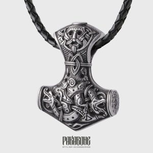 Thor&#39;s Hammer Necklace Size Extra Large - Huge Mjolnir for Men - Viking Norse Pagan Nordic Jewelry gift for Men - Viking Necklace - 001-713