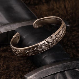 Noorse armband - Viking bronzen manchet - Noorse kunst Jelling-stijl - Viking-sieraden voor mannen en vrouwen 001-485