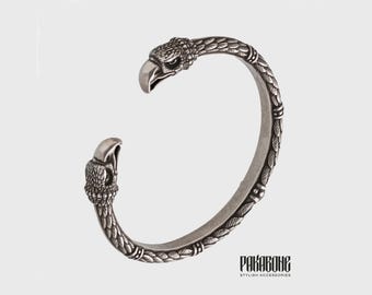 Viking Bracelet With Eagle Heads - Norse Eagle Torc - Nordic Arm Ring - Viking Jewelry for Man Woman sku 001-753