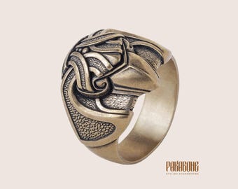 Odin's Raven Ring, Bronze Viking Jewelry for Men, Norse Raven Ring, Scandinavian Mythology Gift