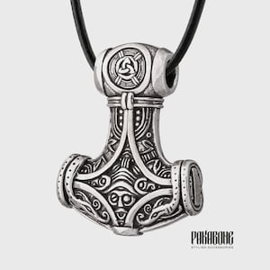 925 Silver Mjolnir Viking Pendant - Thor&#39;s Hammer Necklace - Norse Jewelry Mjolnir Necklace Gift for Men and Women - Nordic Necklace 001-051
