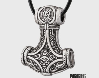 925 Silver Mjolnir Viking Pendant - Thor's Hammer Necklace - Norse Jewelry Mjolnir Necklace Gift for Men and Women - Nordic Necklace 001-051