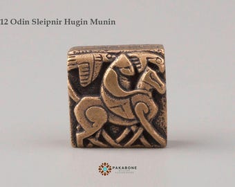 Odin Sleipnir Hugin Munin Bronze  Charm For Viking Bracelet Midgard - Create Yourself Unique a Viking Bracelet Midgard