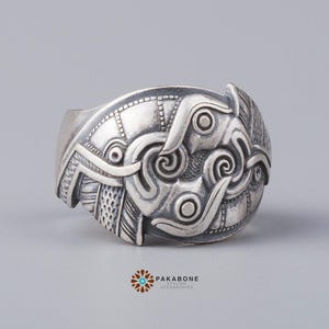 Viking Ring with Odin's Ravens Hugin and Munin Norse Mythology Viking Jewelry for Men and Women art. 001-354 image 4