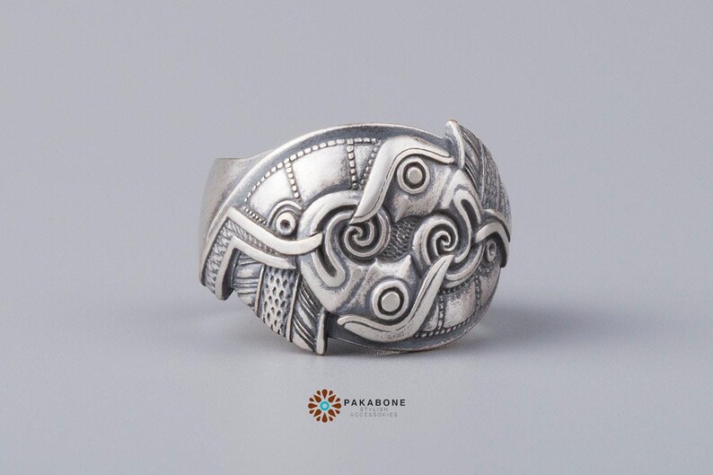 Viking Ring with Odin's Ravens Hugin and Munin Norse Mythology Viking Jewelry for Men and Women art. 001-354 image 4