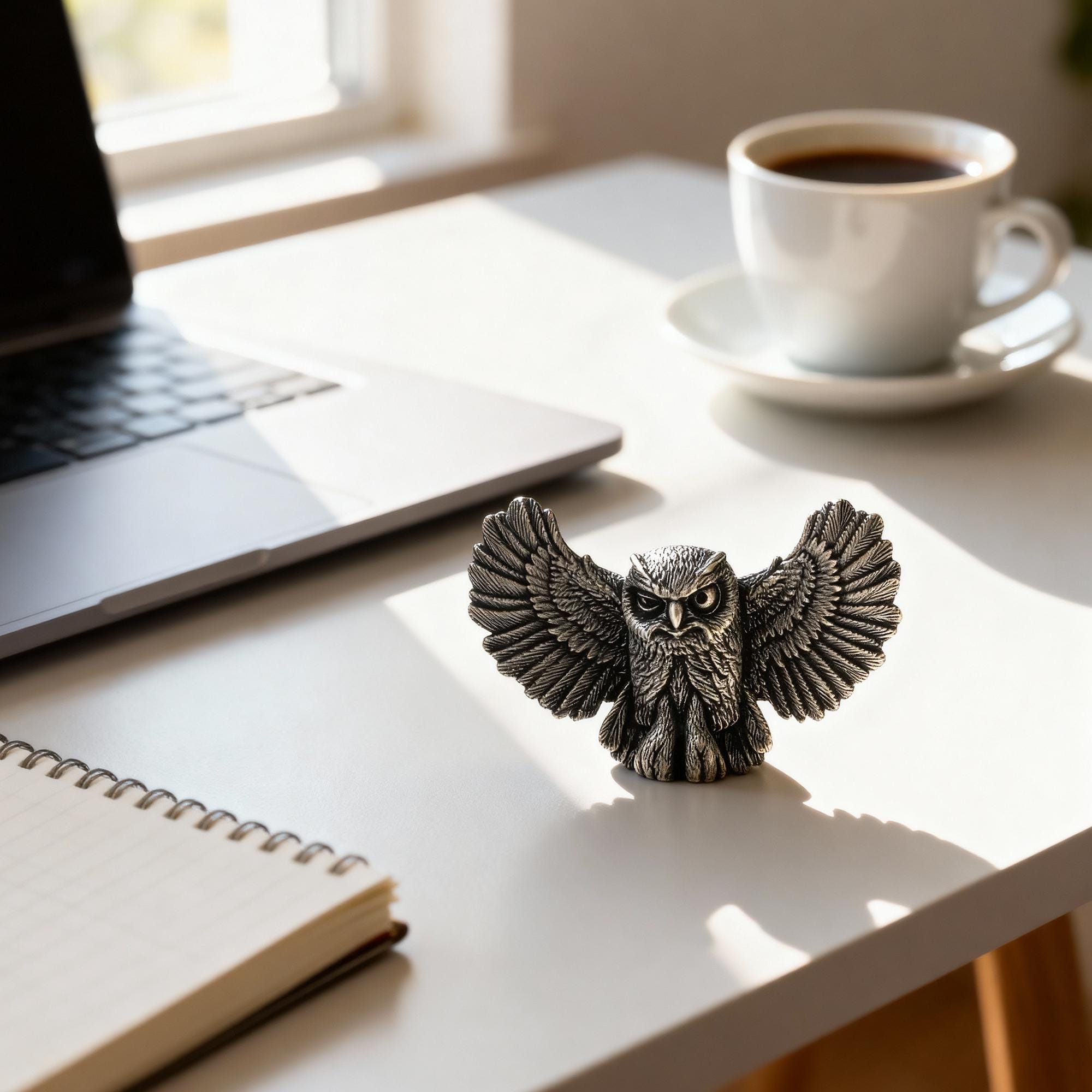 Bronze Owl Figurine, Miniature Bronze Bird Sculpture, Collectible Owl Statue, Handmade Bronze Animal