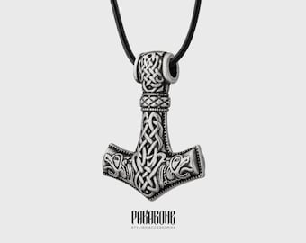 Thor's Hammer Pendant  Size Medium - Necklace Mjolnir - Viking Jewelry - Norse Art - Nordic necklace for Men Women - Norse Jewelry - 000-697