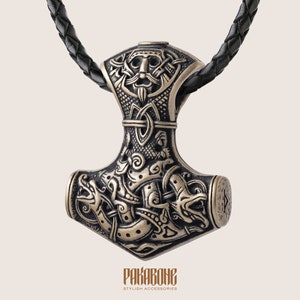 Thor&#39;s Hammer Necklace Size Extra Large - Mjolnir Pendant - Viking Jewelry for Men Women - Mjolnir Necklace - Viking Necklace - 001-712