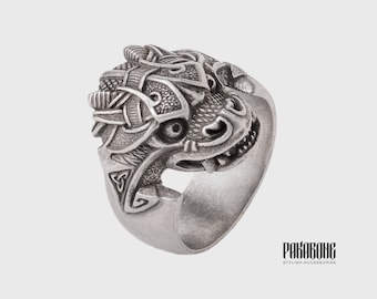 Wikinger Ring Jörmungandr Jormungand Midgardschlange nordischen Stil Wikinger Schmuck für Männer und Frauen art. 001-312