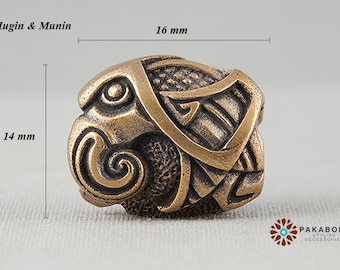 Huginn & Muninn Bronze Bead For Viking Bracelet  - Create Yourself Unique a Viking Bracelet 000-957