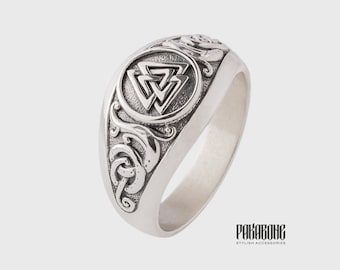 Valknut Wikingerring Sterlingsilber, Nordischer Verlobungsring für Ihn, Wikinger Verlobungsring, Nordischer Ehering