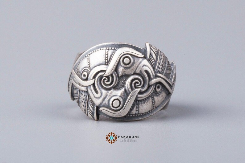 Viking Ring with Odin's Ravens Hugin and Munin Norse Mythology Viking Jewelry for Men and Women art. 001-354 image 2