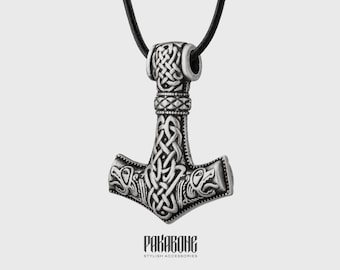 Mjolnir necklace Protection Norse Jewelry, Thor’s Hammer Pendant in 2 colors, Viking god jewelry, Nordic wolf Pagan talisman, Norse Warrior