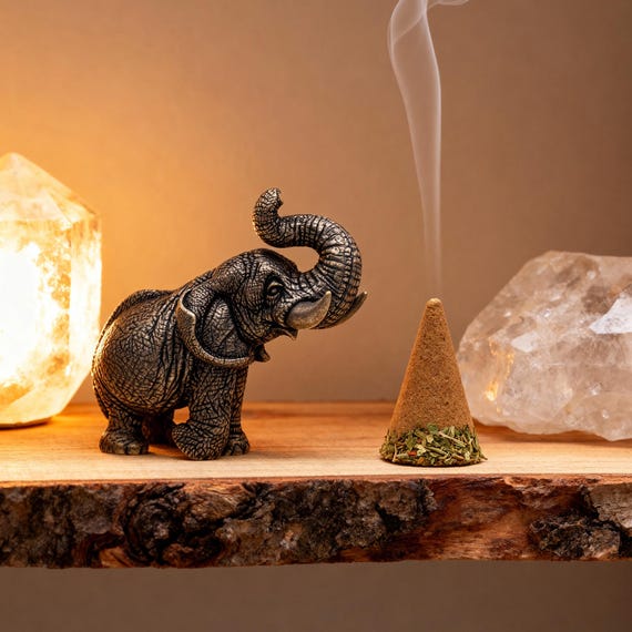 Lucky Elephant Figurine Bronze, Small Elephant Statue for Good Luck, Mini Elephant Desk Decor, Feng Shui Gift, Tiny Animal Sculpture Gift