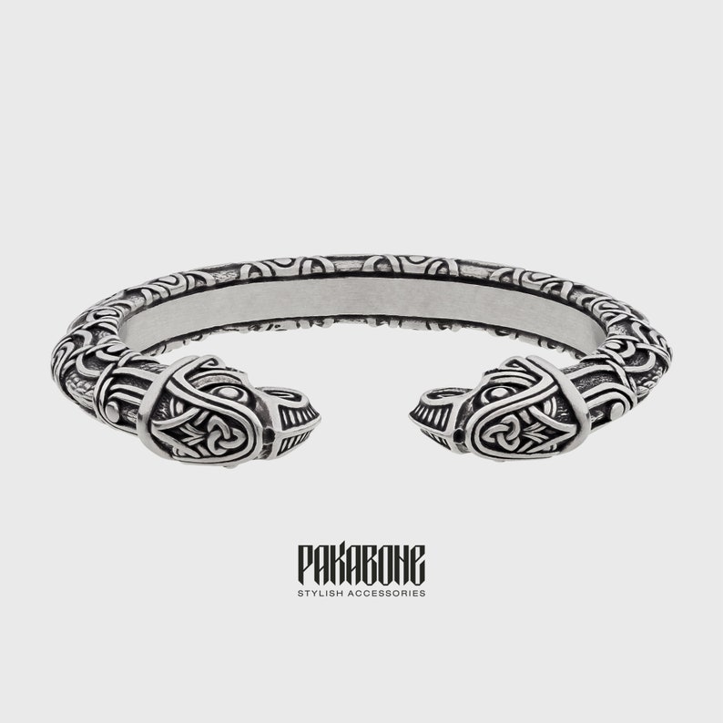 Wikinger Armband mit Odins Raben Hugin & Munin Skandinavisch Armring Wikinger Schmuck Zinn Kunst. 001-091 Bild 3