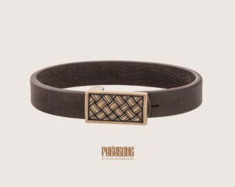 Pulseira de couro com fecho de bronze para pulseira Viking - Crie uma pulseira Viking exclusiva 000-856