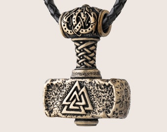 Collana Uomo Donna Con Ciondolo Martello Di Thor Mjolnir In Argento 925 E Catena Acciaio - Gioiello Vichingo Nordico Con Simboli Rune E Valknut