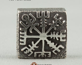 Berloque de bronze prateado ou prata esterlina Vegvisir para pulseira Viking Midgard - Crie uma pulseira Viking exclusiva 000-890
