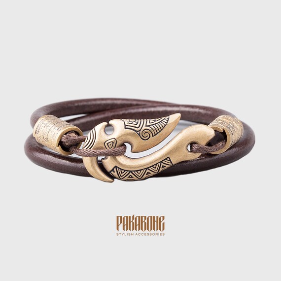 Ocean Bracelet Maori Armband with Fishing Hook Hei Matau for Men Women  Polynesian Nautical Surfer Beach Jewelry Gift for Him and Her 001-441