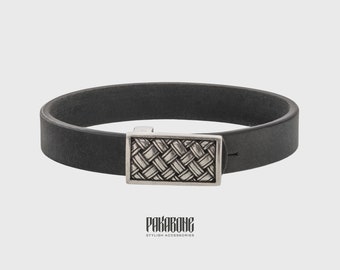 Pulseira de couro com fecho de bronze prateado para pulseira Viking - Crie uma pulseira Viking exclusiva 000-914