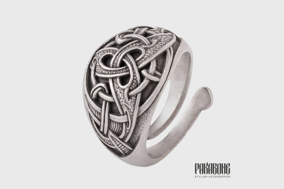 Triquetra Ring Norse Style, Viking Knot Ring, Celtic Knot Ring for Men Women, Adjustable Silver Plated Bronze Ring, Symbolic Jewelry Gift
