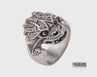 Viking Ring Jörmungandr Jormungand Midgard Serpent  Norse Style Viking Jewelry for Men and Women art. 001-312