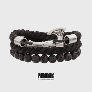 Viking Leather Bracelets Set with Bronze Axe and Triskelion Gift for Men Women Wristband for Him Her Viking Norse Pagan Jewelry 001-196