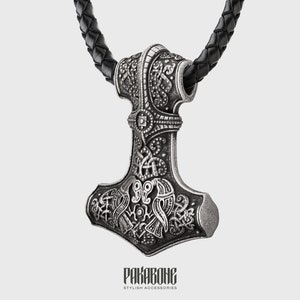 Mjolnir Pendant - Viking Jewelry - Thor&#39;s Hammer Necklace - Norse Jewelry - Mjolnir Necklace - Viking Necklace - Size Extra Large - 001-034